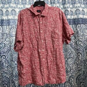 Untuckit Shirt Mens Sz 3XL Dk Pink and White Floral Print All Linen Camp SS
